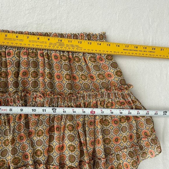 Misa Los Angeles Bohemian Floral Ruffle Skirt Smocked Tiered Polyester Womens L - Picture 11 of 14